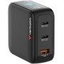 Verbatim Mini GaN Charger 100W con pantalla TFT y 3 puertos (EU/UK/US) de color Negro